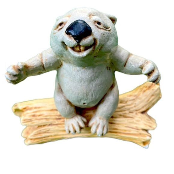 Groundhog Figurine David Blight Open Arms On Log Toppco Kitschy 89 CADDYSHACK - Picture 2 of 8